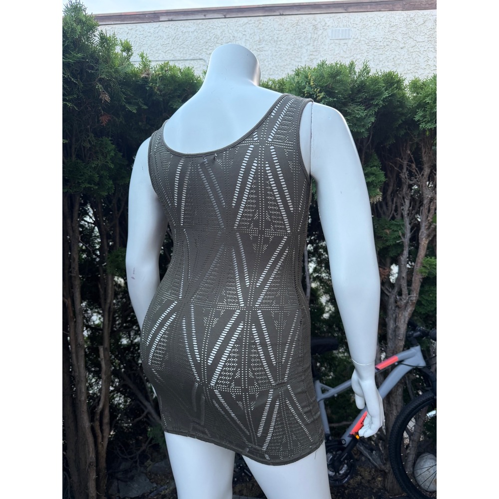 TEMT Mesh Y2K Tank Top Or Dress Army Green Open Knit Boho Goth Grunge Large - Picture 7 of 14